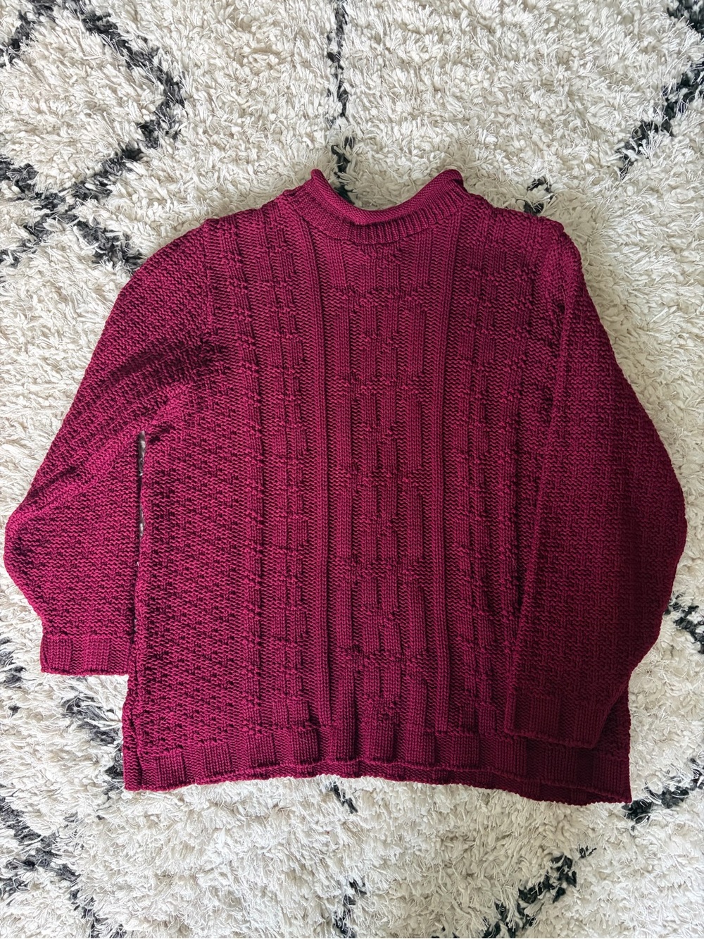 Bobbie Brooks Wine-Red Textured Turtleneck Sweater